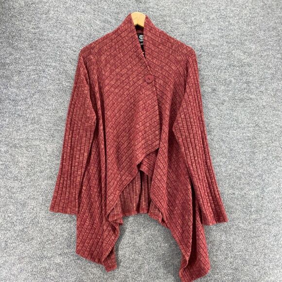Boneau Cardigan Women XL Red V-Neck Long Sleeve One Button Knit Rayon Casual - Picture 3 of 9